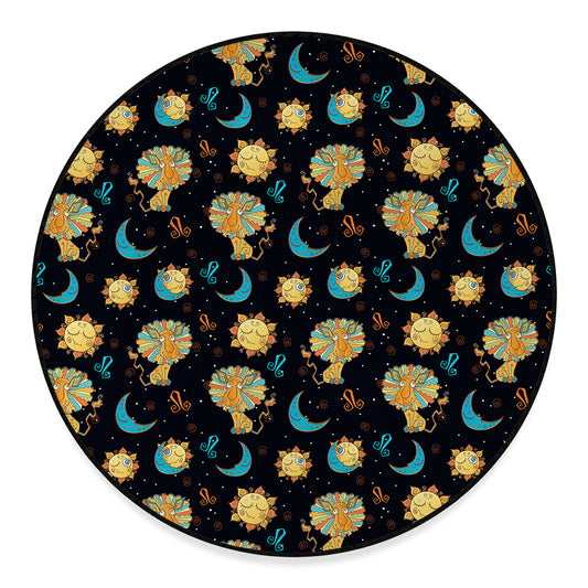 Cute Cartoon Leo Pattern Print Round Floor Mat