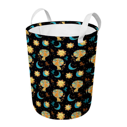 Cute Cartoon Leo Pattern Print Round Laundry Basket
