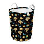 Cute Cartoon Leo Pattern Print Round Laundry Basket