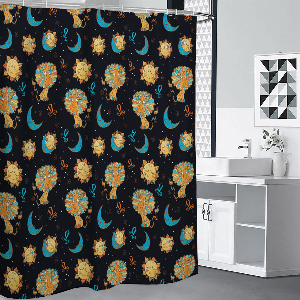 Cute Cartoon Leo Pattern Print Shower Curtain