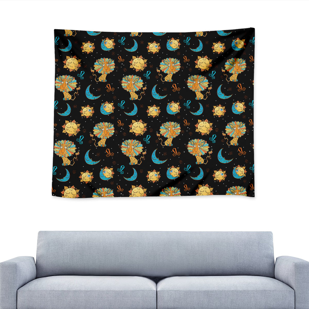 Cute Cartoon Leo Pattern Print Tapestry