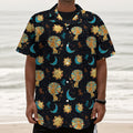Cute Cartoon Leo Pattern Print Textured Short Sleeve Shirt