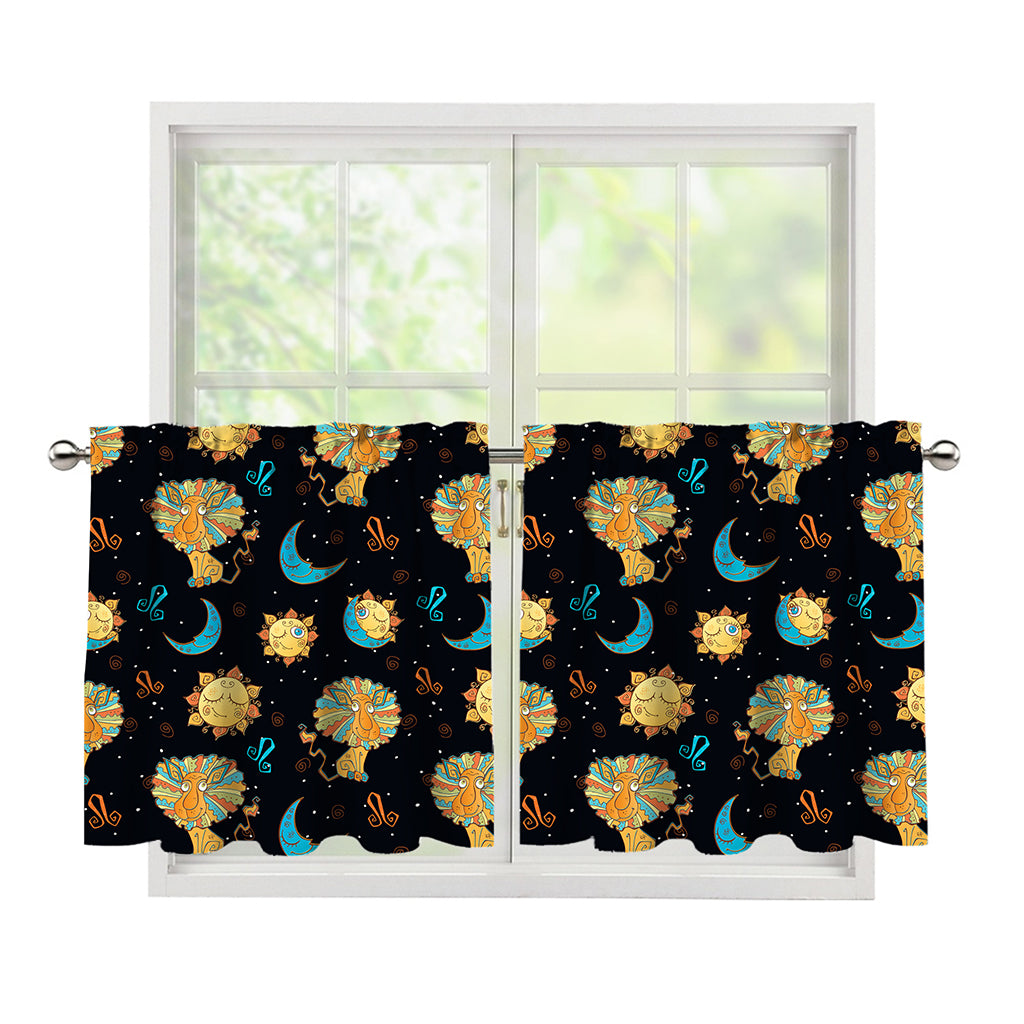 Cute Cartoon Leo Pattern Print Tier Curtains