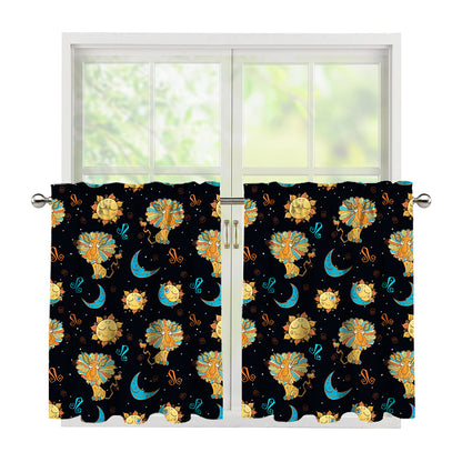 Cute Cartoon Leo Pattern Print Tier Curtains