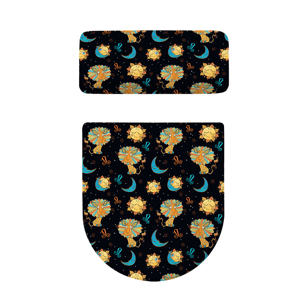 Cute Cartoon Leo Pattern Print Toilet Lid And Tank Cover Set