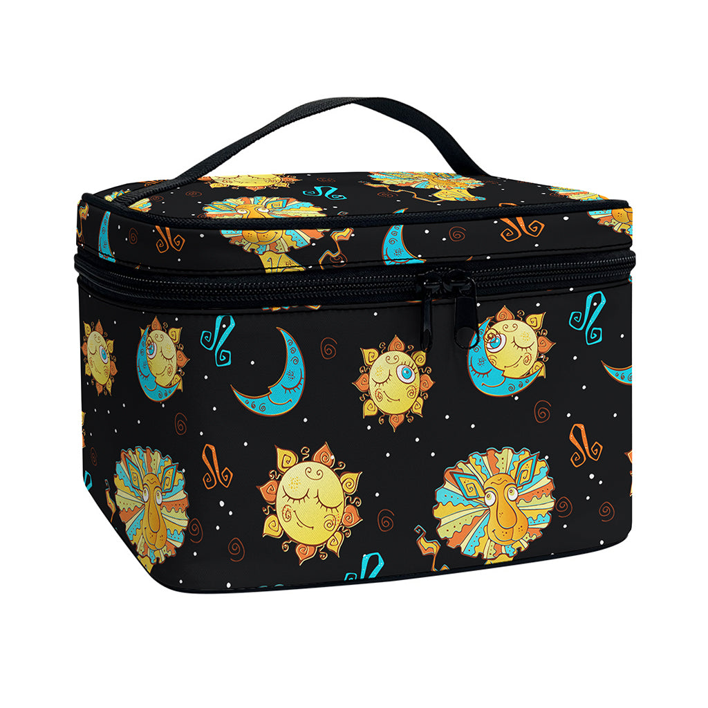 Cute Cartoon Leo Pattern Print Travel Makeup Bag