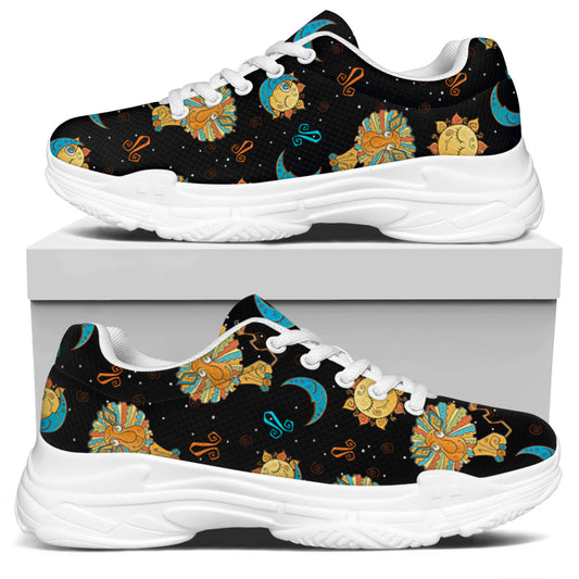 Cute Cartoon Leo Pattern Print White Chunky Shoes