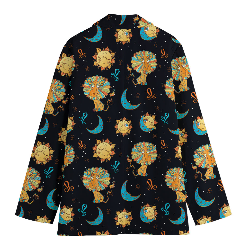 Cute Cartoon Leo Pattern Print Women's Cotton Blazer