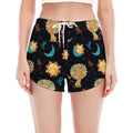 Cute Cartoon Leo Pattern Print Women's Split Running Shorts