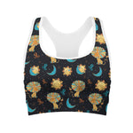 Cute Cartoon Leo Pattern Print Women's Sports Bra