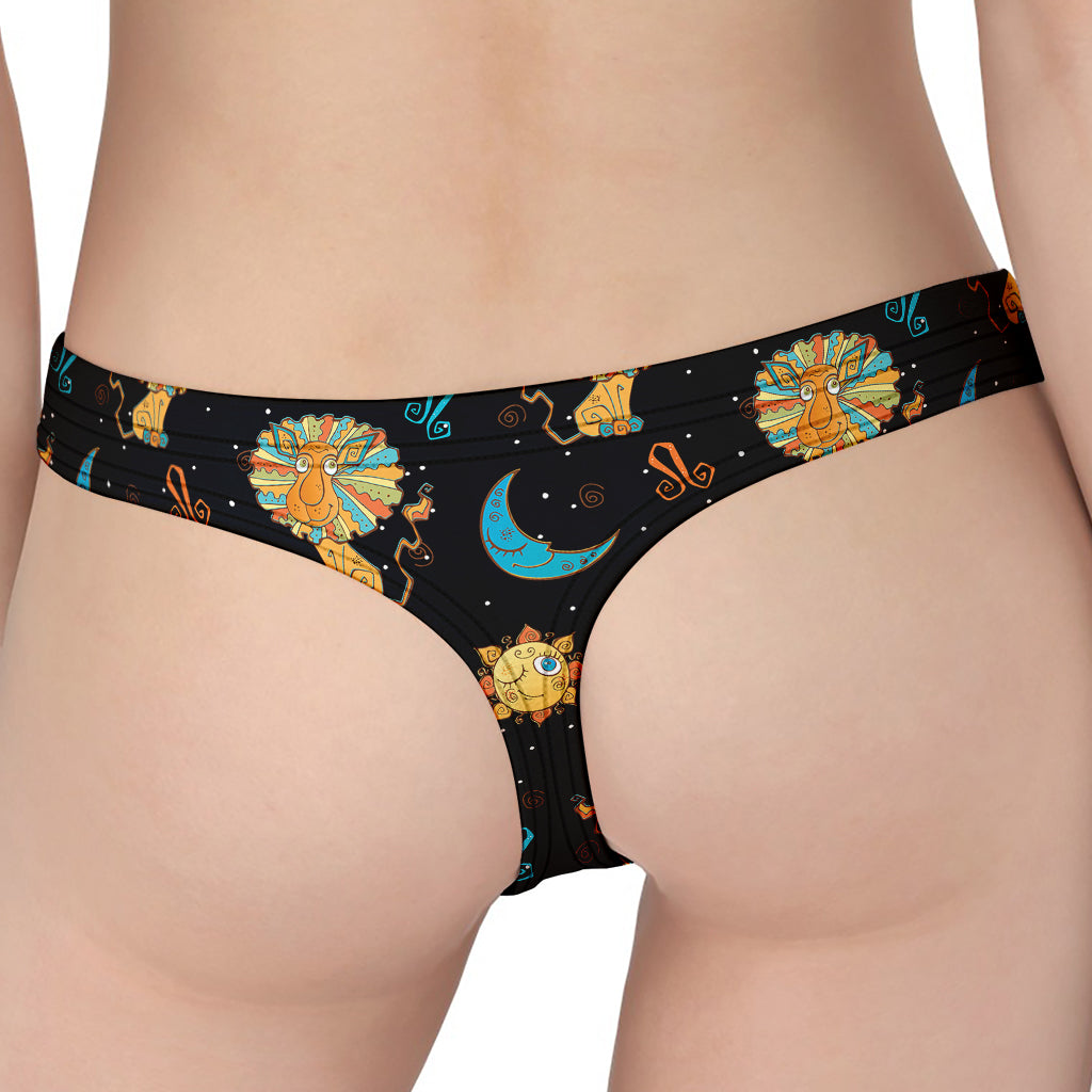 Cute Cartoon Leo Pattern Print Women's Thong