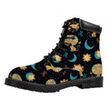 Cute Cartoon Leo Pattern Print Padded Collar Lace Up Boots