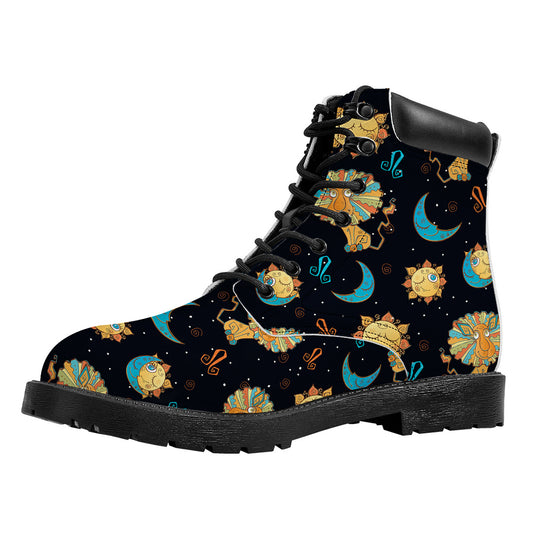 Cute Cartoon Leo Pattern Print Work Boots