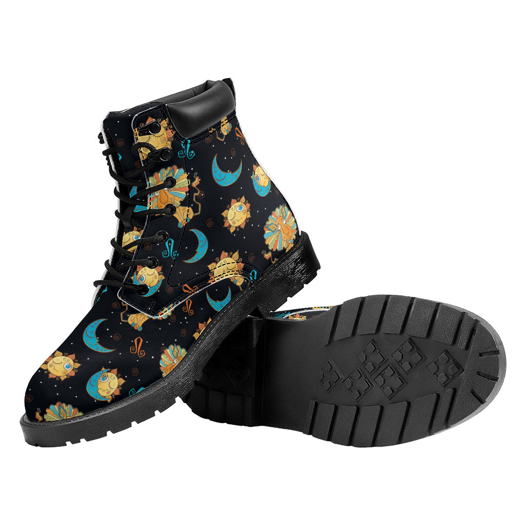 Cute Cartoon Leo Pattern Print Work Boots