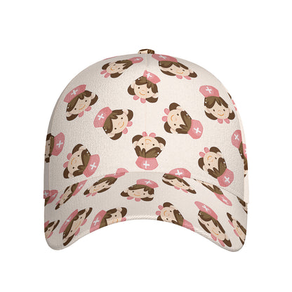 Cute Cartoon Nurse Pattern Print Baseball Cap