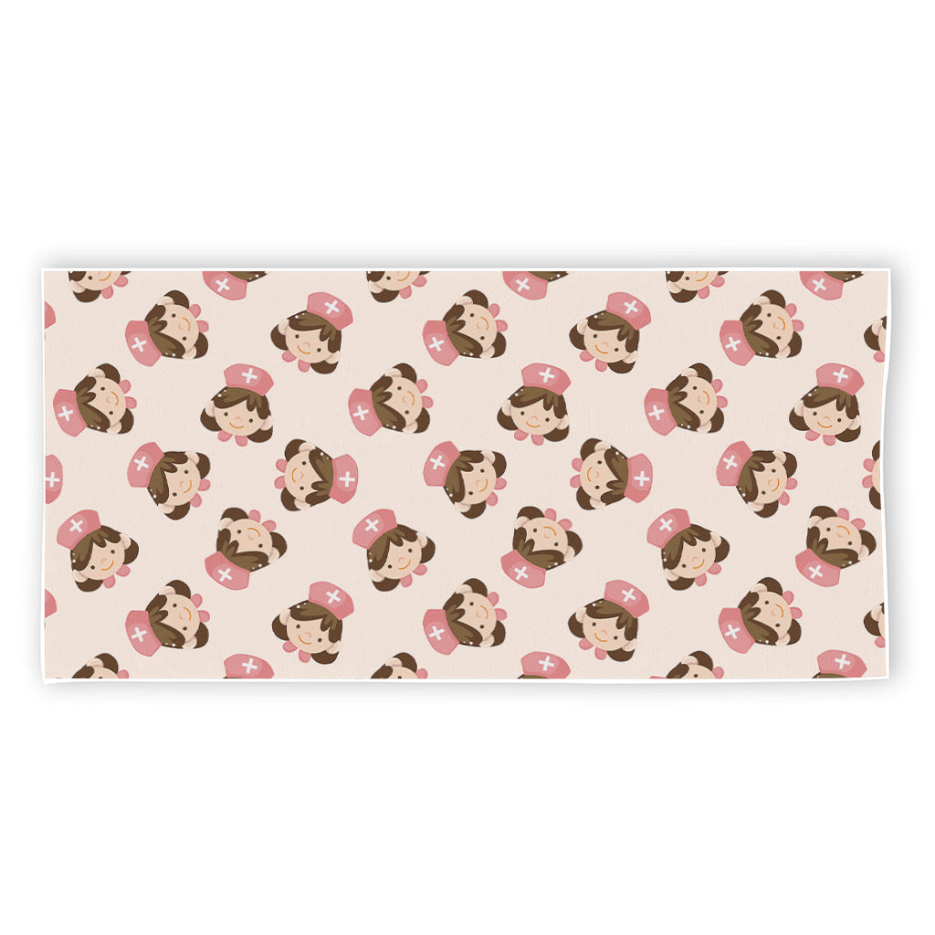 Cute Cartoon Nurse Pattern Print Beach Towel