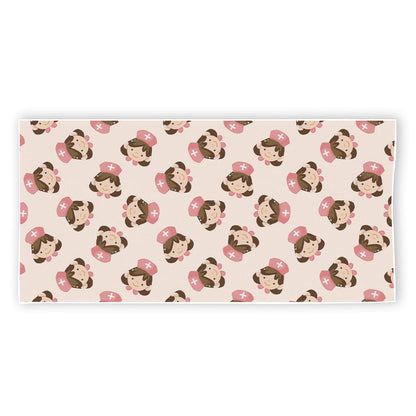 Cute Cartoon Nurse Pattern Print Beach Towel
