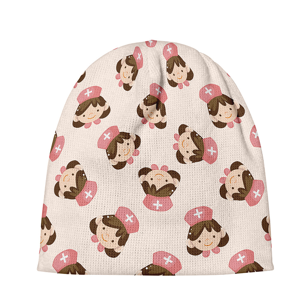 Cute Cartoon Nurse Pattern Print Beanie