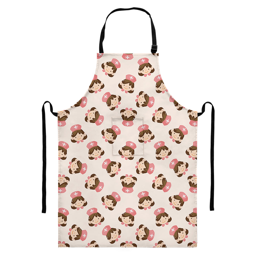 Cute Cartoon Nurse Pattern Print Bib Apron With Pocket