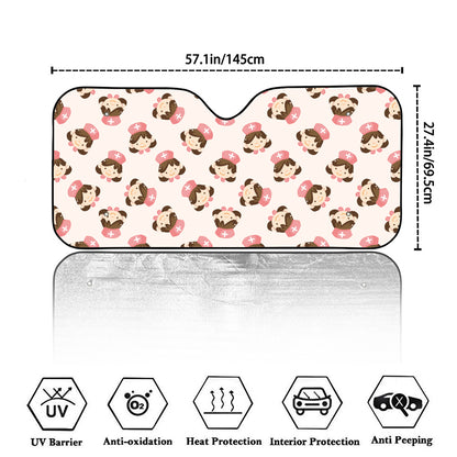 Cute Cartoon Nurse Pattern Print Car Windshield Sun Shade