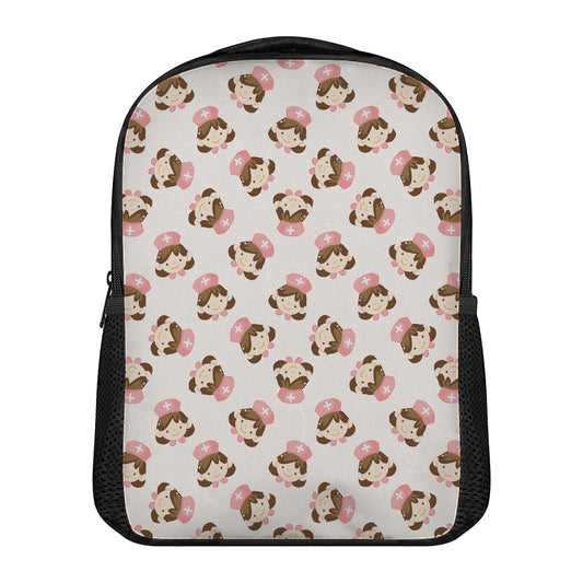 Cute Cartoon Nurse Pattern Print Casual Backpack