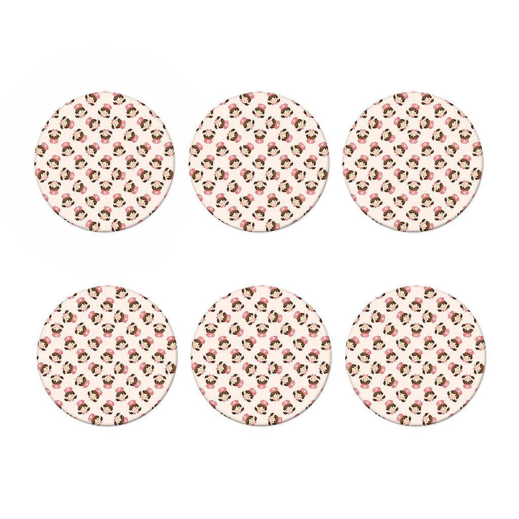Cute Cartoon Nurse Pattern Print Coaster Set