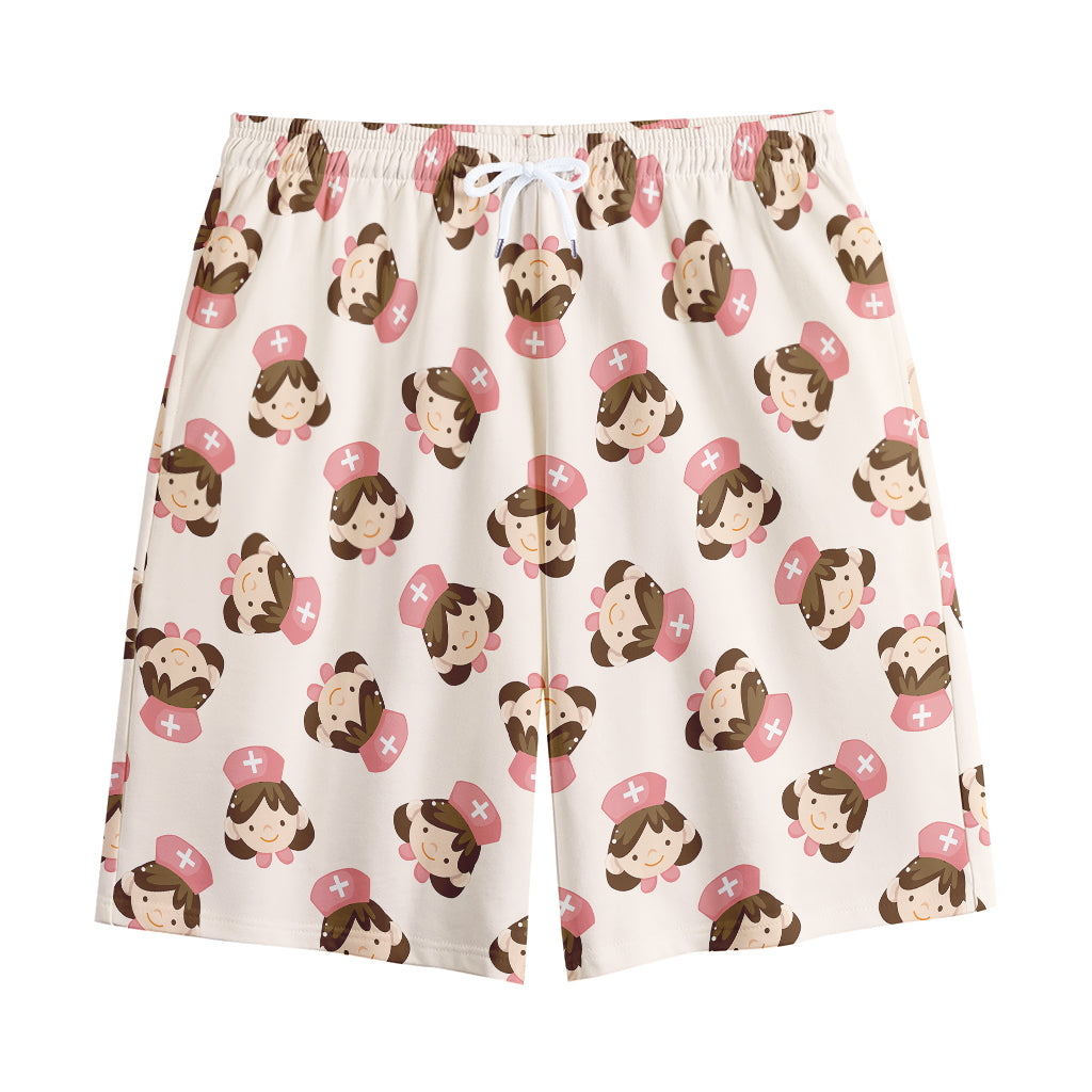 Cute Cartoon Nurse Pattern Print Cotton Shorts