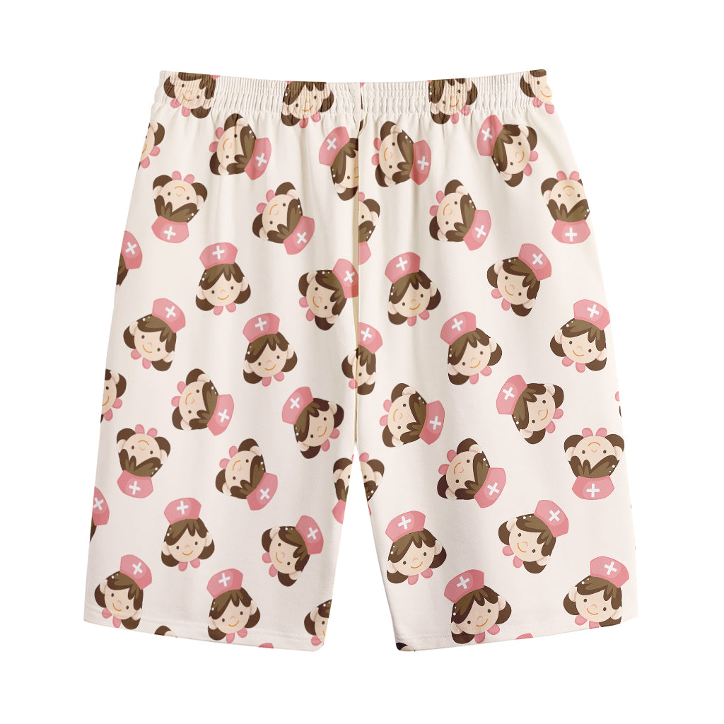 Cute Cartoon Nurse Pattern Print Cotton Shorts