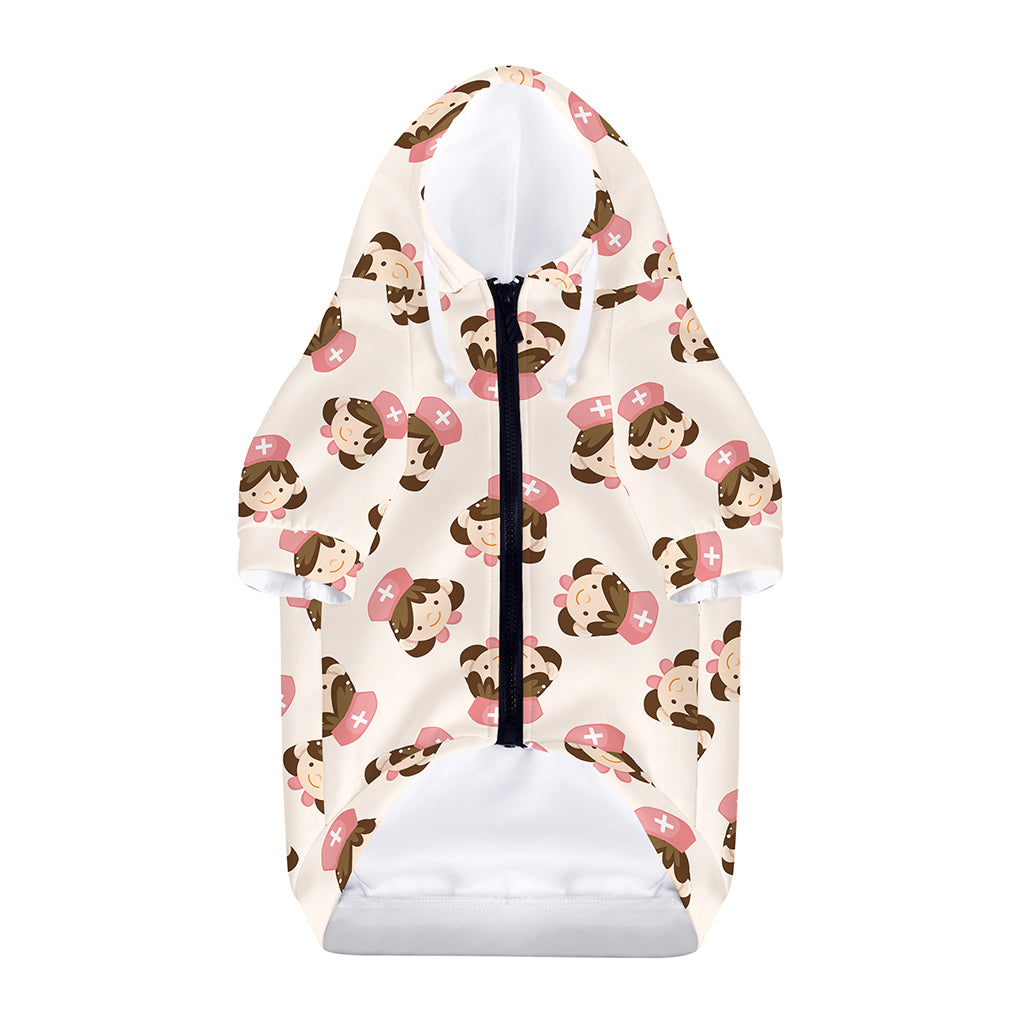 Cute Cartoon Nurse Pattern Print Dog Zip Up Hoodie