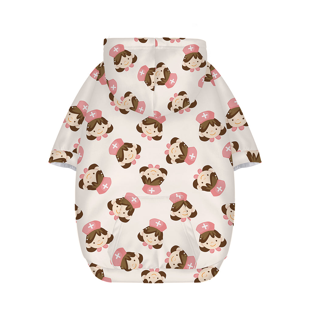 Cute Cartoon Nurse Pattern Print Dog Zip Up Hoodie