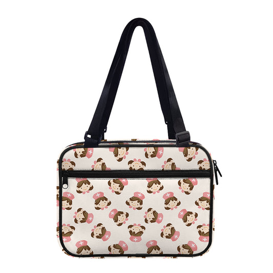 Cute Cartoon Nurse Pattern Print Double Strap Bible Bag