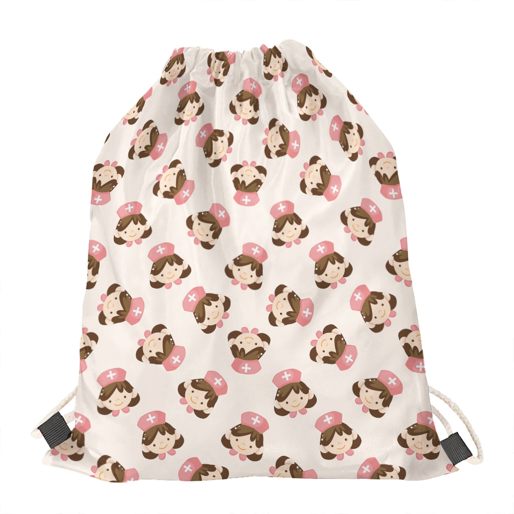 Cute Cartoon Nurse Pattern Print Drawstring Bag