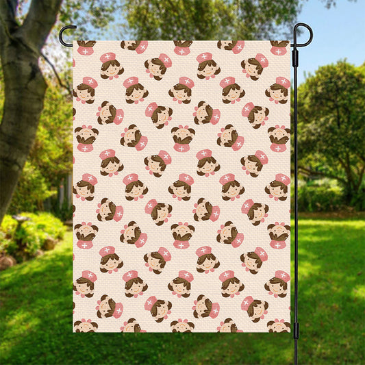 Cute Cartoon Nurse Pattern Print Garden Flag