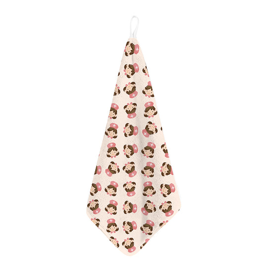 Cute Cartoon Nurse Pattern Print Hand Towel