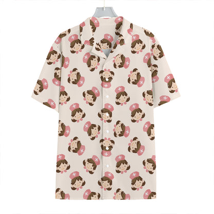 Cute Cartoon Nurse Pattern Print Hawaiian Shirt