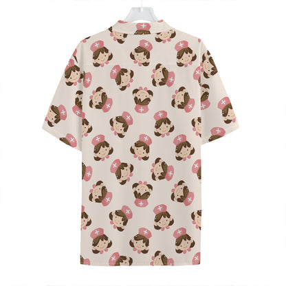 Cute Cartoon Nurse Pattern Print Hawaiian Shirt