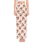 Cute Cartoon Nurse Pattern Print High Slit Maxi Skirt