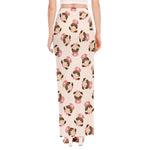 Cute Cartoon Nurse Pattern Print High Slit Maxi Skirt