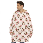 Cute Cartoon Nurse Pattern Print Hoodie Blanket