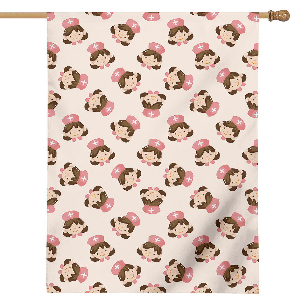 Cute Cartoon Nurse Pattern Print House Flag