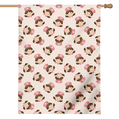 Cute Cartoon Nurse Pattern Print House Flag