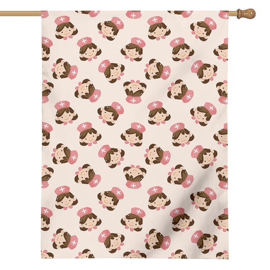 Cute Cartoon Nurse Pattern Print House Flag
