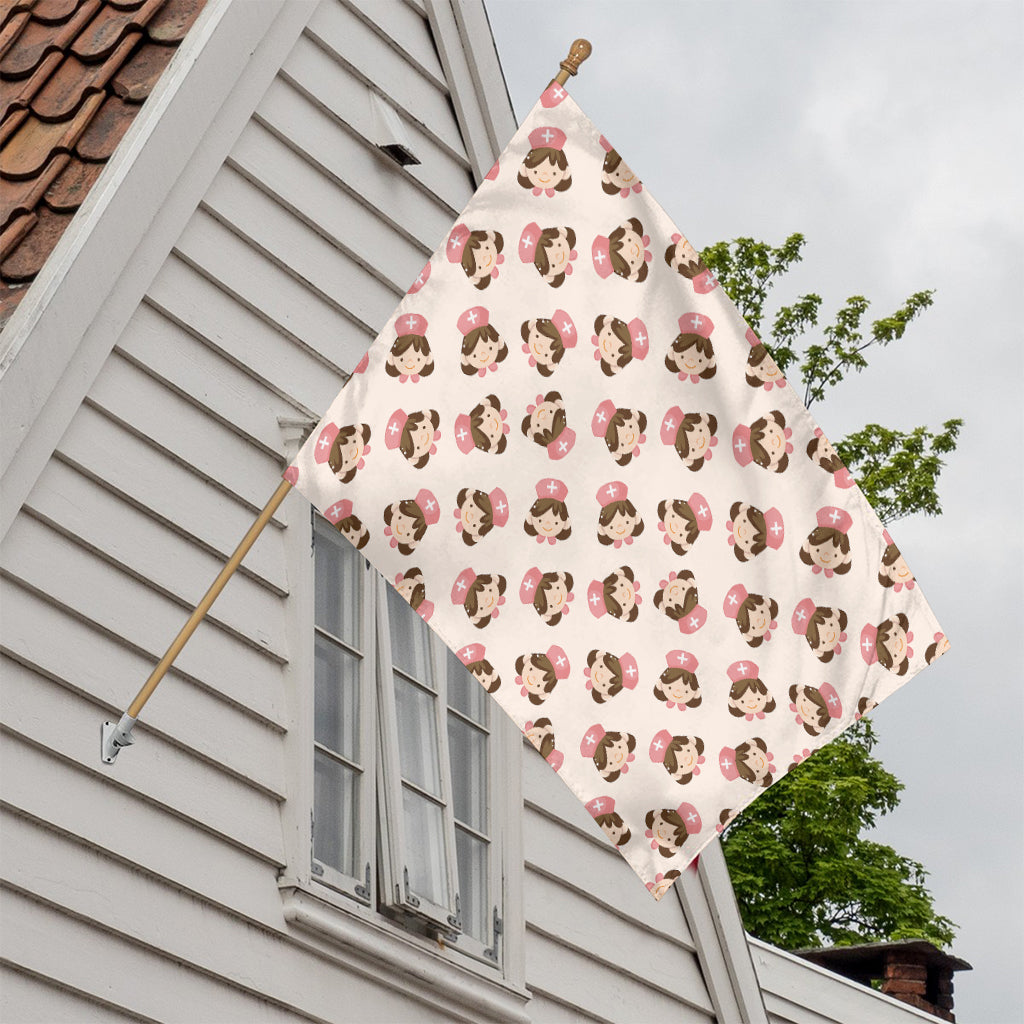 Cute Cartoon Nurse Pattern Print House Flag