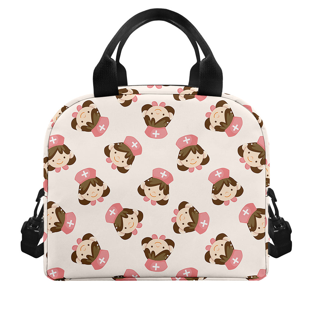 Cute Cartoon Nurse Pattern Print Insulated Lunch Bag