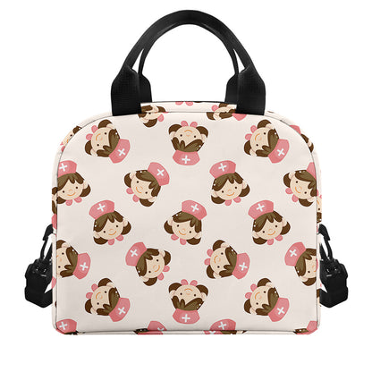 Cute Cartoon Nurse Pattern Print Insulated Lunch Bag