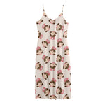 Cute Cartoon Nurse Pattern Print Jersey Midi Cami Dress