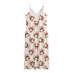 Cute Cartoon Nurse Pattern Print Jersey Midi Cami Dress
