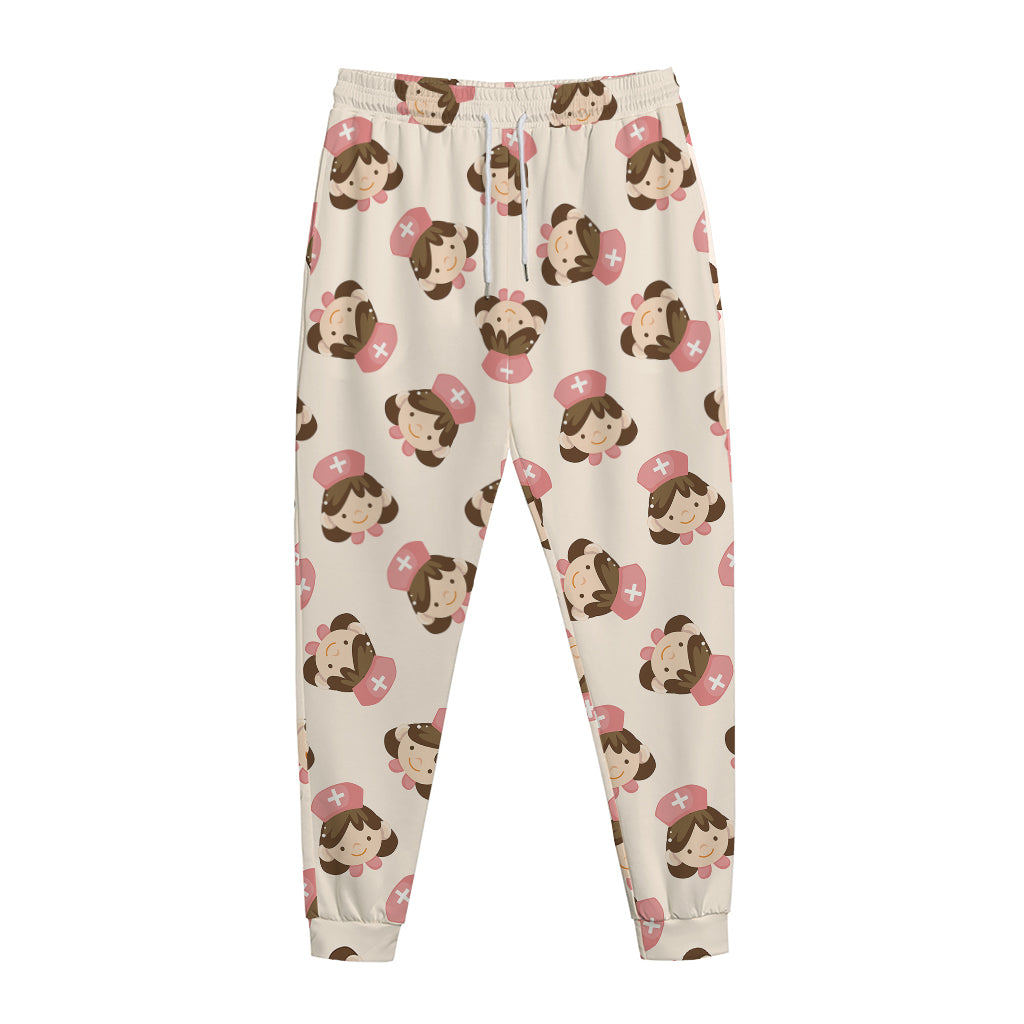 Cute Cartoon Nurse Pattern Print Jogger Pants