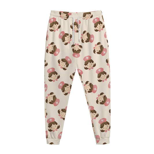 Cute Cartoon Nurse Pattern Print Jogger Pants
