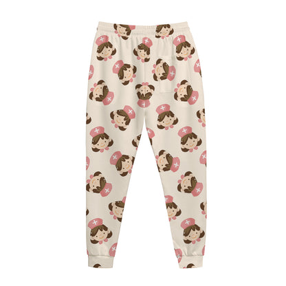Cute Cartoon Nurse Pattern Print Jogger Pants